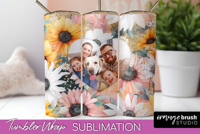 Photo Tumbler Wrap, Floral Picture Frame Tumbler Sublimation Sublimation OrangeBrushStudio 