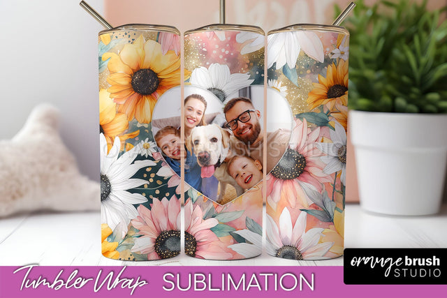 Photo Tumbler Wrap, Floral Picture Frame Tumbler Sublimation Sublimation OrangeBrushStudio 