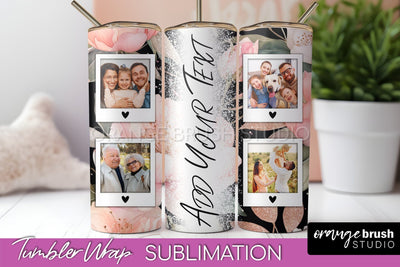 Photo Tumbler Wrap, Floral Picture Frame Tumbler Sublimation Sublimation OrangeBrushStudio 