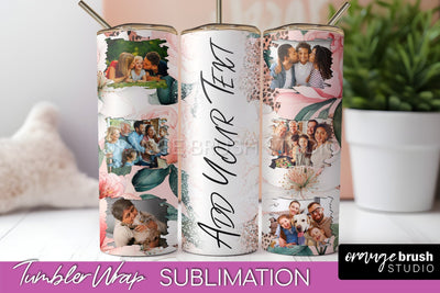 Photo Tumbler Wrap, Floral Picture Frame Tumbler Sublimation Sublimation OrangeBrushStudio 