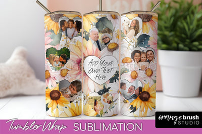 Photo Tumbler Wrap, Floral Picture Frame Tumbler Sublimation Sublimation OrangeBrushStudio 