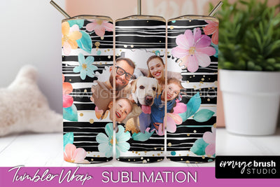 Photo Tumbler Wrap, Floral Picture Frame Tumbler Sublimation Sublimation OrangeBrushStudio 