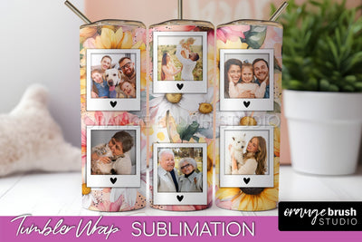 Photo Tumbler Wrap, Floral Picture Frame Tumbler Sublimation Sublimation OrangeBrushStudio 