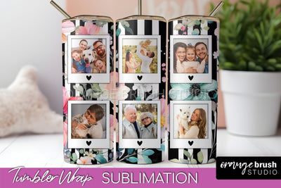 Photo Tumbler Wrap, Floral Picture Frame Tumbler Sublimation Sublimation OrangeBrushStudio 