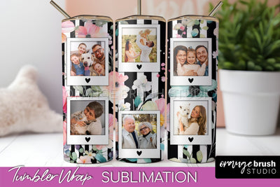 Photo Tumbler Wrap, Floral Picture Frame Tumbler Sublimation Sublimation OrangeBrushStudio 
