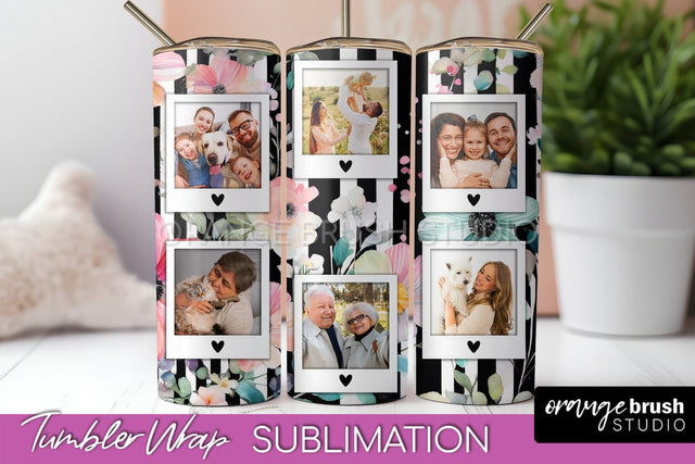 Photo Tumbler Wrap, Floral Picture Frame Tumbler Sublimation Sublimation OrangeBrushStudio 
