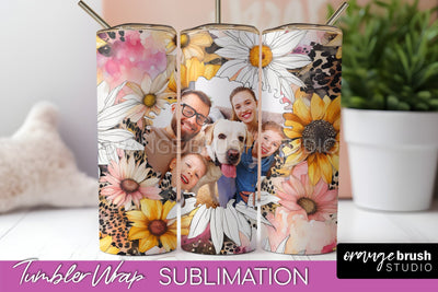 Photo Tumbler Wrap, Floral Picture Frame Tumbler Sublimation Sublimation OrangeBrushStudio 