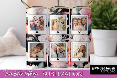 Photo Tumbler Wrap, Floral Picture Frame Tumbler Sublimation Sublimation OrangeBrushStudio 