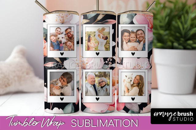 Photo Tumbler Wrap, Floral Picture Frame Tumbler Sublimation Sublimation OrangeBrushStudio 