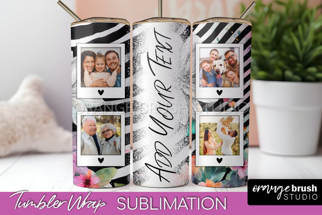 Photo Tumbler Wrap, Floral Picture Frame Tumbler Sublimation Sublimation OrangeBrushStudio 
