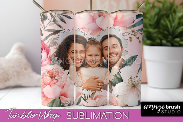 Photo Tumbler Wrap, Floral Picture Frame Tumbler Sublimation Sublimation OrangeBrushStudio 