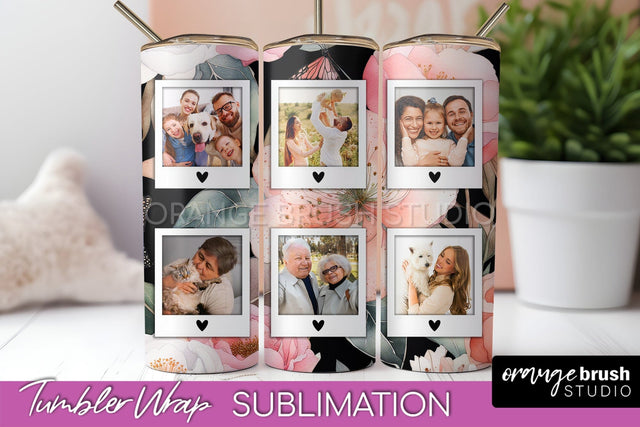 Photo Tumbler Wrap, Floral Picture Frame Tumbler Sublimation Sublimation OrangeBrushStudio 