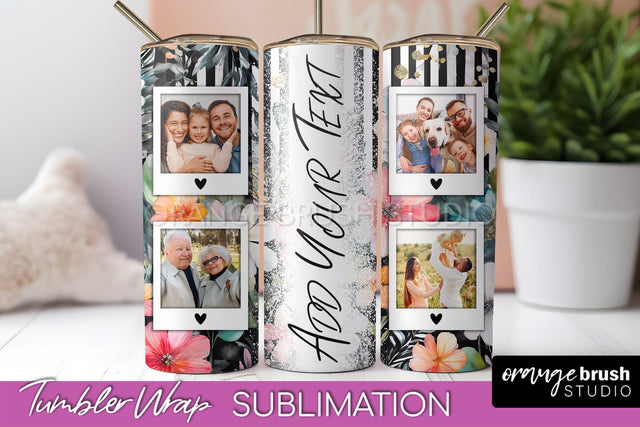 Photo Tumbler Wrap, Floral Picture Frame Tumbler Sublimation Sublimation OrangeBrushStudio 
