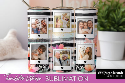 Photo Tumbler Wrap, Floral Picture Frame Tumbler Sublimation Sublimation OrangeBrushStudio 