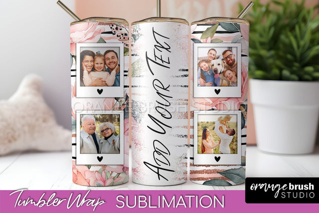 Photo Tumbler Wrap, Floral Picture Frame Tumbler Sublimation Sublimation OrangeBrushStudio 