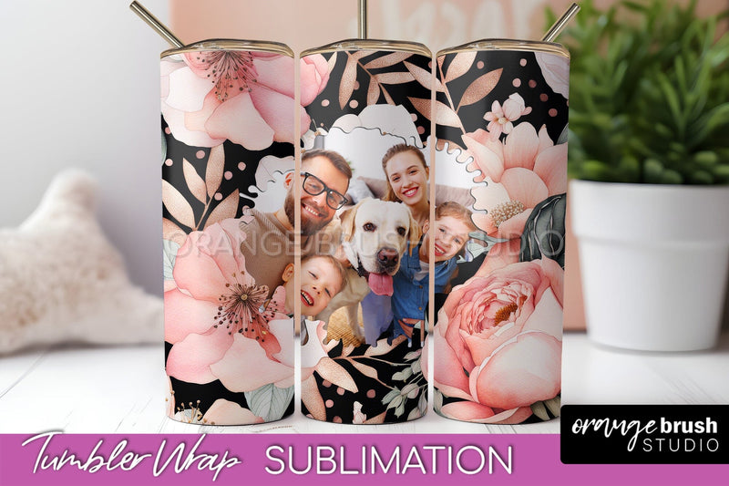 Photo Tumbler Wrap, Floral Picture Frame Tumbler Sublimation Sublimation OrangeBrushStudio 