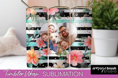 Photo Tumbler Wrap, Floral Picture Frame Tumbler Sublimation Sublimation OrangeBrushStudio 