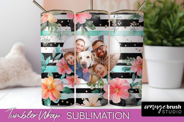 Photo Tumbler Wrap, Floral Picture Frame Tumbler Sublimation Sublimation OrangeBrushStudio 
