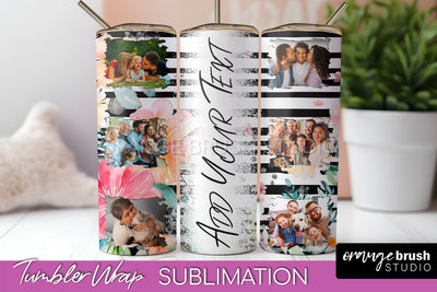 Photo Tumbler Wrap, Floral Picture Frame Tumbler Sublimation Sublimation OrangeBrushStudio 