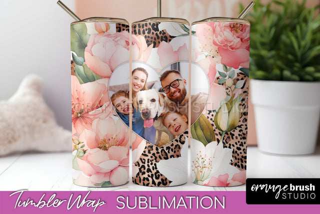 Photo Tumbler Wrap, Floral Picture Frame Tumbler Sublimation Sublimation OrangeBrushStudio 