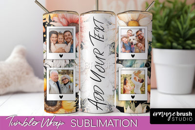 Photo Tumbler Wrap, Floral Picture Frame Tumbler Sublimation Sublimation OrangeBrushStudio 