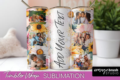 Photo Tumbler Wrap, Floral Picture Frame Tumbler Sublimation Sublimation OrangeBrushStudio 