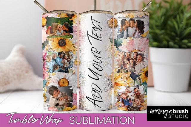 Photo Tumbler Wrap, Floral Picture Frame Tumbler Sublimation Sublimation OrangeBrushStudio 