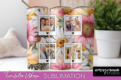 Photo Tumbler Wrap, Floral Picture Frame Tumbler Sublimation Sublimation OrangeBrushStudio 