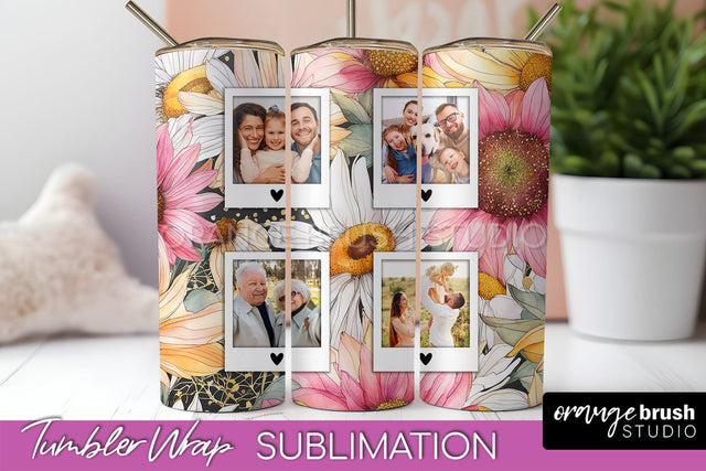 Photo Tumbler Wrap, Floral Picture Frame Tumbler Sublimation Sublimation OrangeBrushStudio 