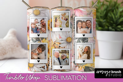 Photo Tumbler Wrap, Floral Picture Frame Tumbler Sublimation Sublimation OrangeBrushStudio 