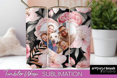 Photo Tumbler Wrap, Floral Picture Frame Tumbler Sublimation Sublimation OrangeBrushStudio 