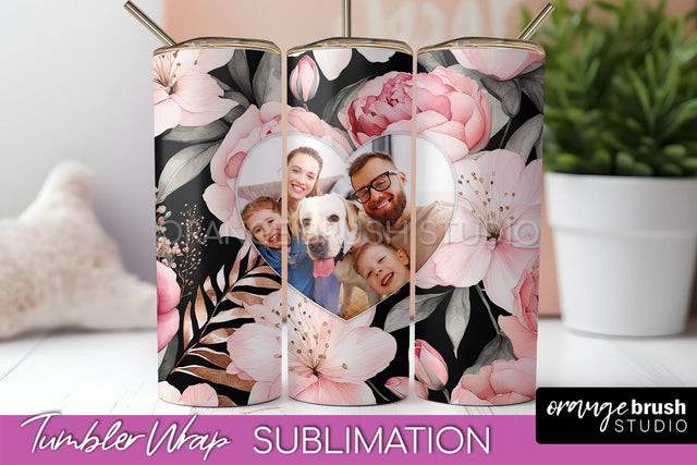 Photo Tumbler Wrap, Floral Picture Frame Tumbler Sublimation Sublimation OrangeBrushStudio 