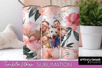 Photo Tumbler Wrap, Floral Picture Frame Tumbler Sublimation Sublimation OrangeBrushStudio 