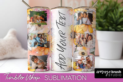 Photo Tumbler Wrap, Floral Picture Frame Tumbler Sublimation Sublimation OrangeBrushStudio 