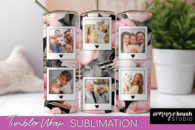 Photo Tumbler Wrap, Floral Picture Frame Tumbler Sublimation Sublimation OrangeBrushStudio 