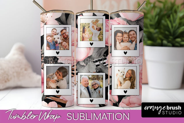 Photo Tumbler Wrap, Floral Picture Frame Tumbler Sublimation Sublimation OrangeBrushStudio 