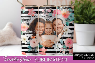 Photo Tumbler Wrap, Floral Picture Frame Tumbler Sublimation Sublimation OrangeBrushStudio 