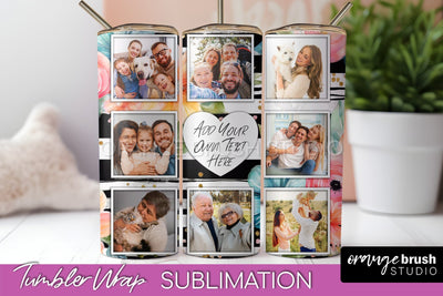 Photo Tumbler Wrap, Floral Picture Frame Tumbler Sublimation Sublimation OrangeBrushStudio 