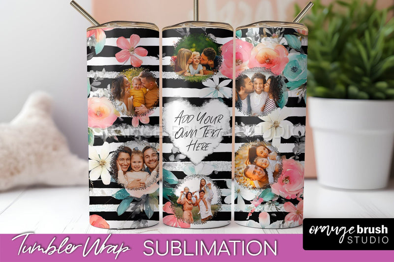 Photo Tumbler Wrap, Floral Picture Frame Tumbler Sublimation Sublimation OrangeBrushStudio 