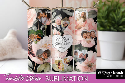 Photo Tumbler Wrap, Floral Picture Frame Tumbler Sublimation Sublimation OrangeBrushStudio 