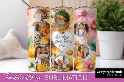 Photo Tumbler Wrap, Floral Picture Frame Tumbler Sublimation Sublimation OrangeBrushStudio 