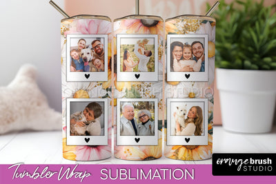 Photo Tumbler Wrap, Floral Picture Frame Tumbler Sublimation Sublimation OrangeBrushStudio 