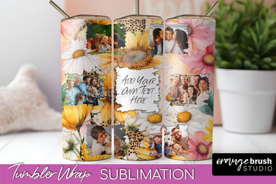 Photo Tumbler Wrap, Floral Picture Frame Tumbler Sublimation Sublimation OrangeBrushStudio 