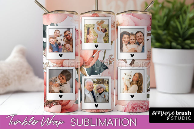 Photo Tumbler Wrap, Floral Picture Frame Tumbler Sublimation Sublimation OrangeBrushStudio 