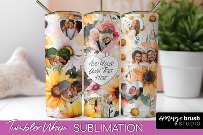 Photo Tumbler Wrap, Floral Picture Frame Tumbler Sublimation Sublimation OrangeBrushStudio 