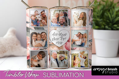 Photo Tumbler Wrap, Floral Picture Frame Tumbler Sublimation Sublimation OrangeBrushStudio 
