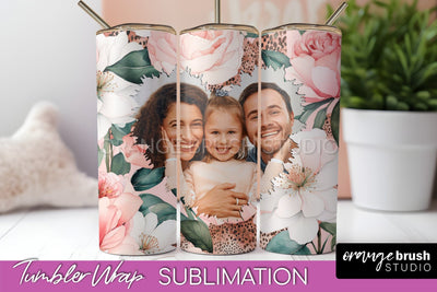 Photo Tumbler Wrap, Floral Picture Frame Tumbler Sublimation Sublimation OrangeBrushStudio 