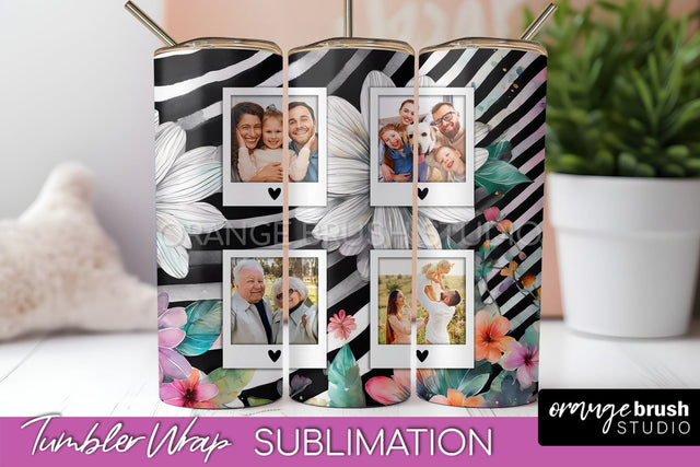 Photo Tumbler Wrap, Floral Picture Frame Tumbler Sublimation Sublimation OrangeBrushStudio 