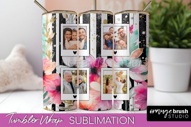 Photo Tumbler Wrap, Floral Picture Frame Tumbler Sublimation Sublimation OrangeBrushStudio 