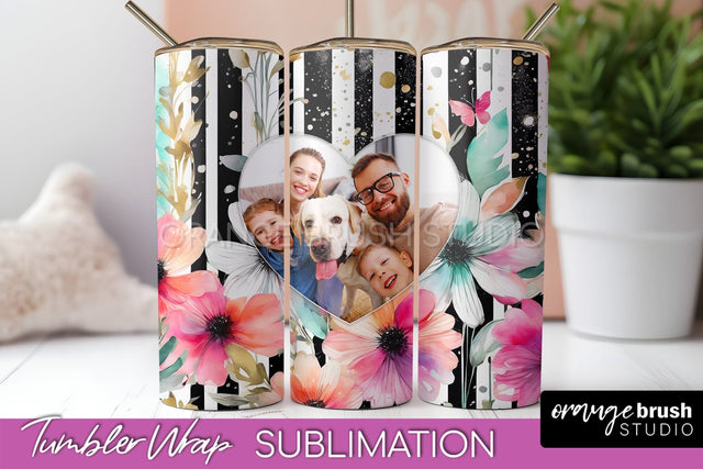 Photo Tumbler Wrap, Floral Picture Frame Tumbler Sublimation Sublimation OrangeBrushStudio 